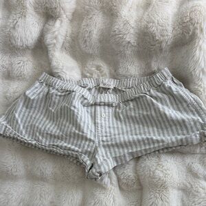 Brandy Melville Light Gray and White Striped Athletic Shorts